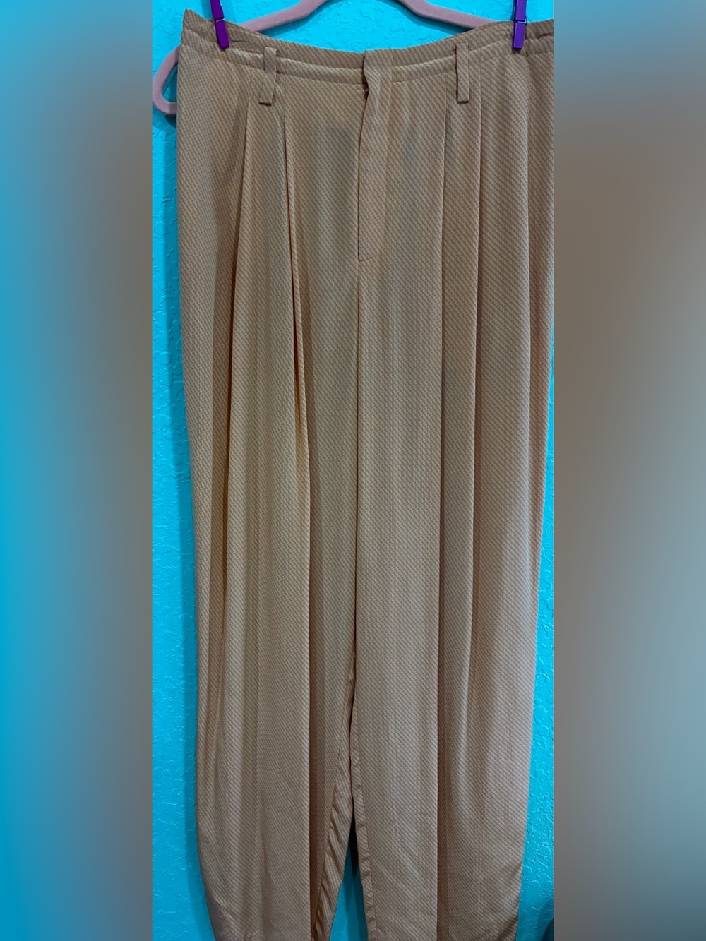 Linda Allard Ellen Tracy silk pants trousers  wide leg orange summer 4 resort